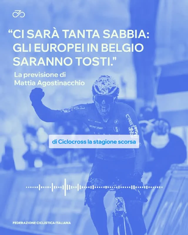 La sfida dei Campionati Europei di Ciclocross è lanciata, e ci arriva dritta dalla voce di Mattia Agostinacchio. Il nostro alfiere U23, fresco Campione del Mondo juniores, non ha usato mezzi termini: a Middelkerke sarà una battaglia contro la sabbia. Appuntamento per questo weekend, 8 e 9 novembre, in una location nuova per la rassegna continentale ma già da tempo vera capitale del ciclismo: Middelkerke ha ospitato i Campionati Belgi a Cronometro (2019), i Campionati Belgi di Ciclocross (2022) e quelli su Strada (2022) e da oltre 60 anni è sede della storica North Sea Cross. Ci si sfida sul tracciato del dominio militare di Lombardsijde, lo stesso dei Campionati Nazionali Belgi 2022. Come ha sottolineato Mattia, il protagonista assoluto sarà il lungo tratto di sabbia, che richiederà potenza, tecnica e una gestione perfetta dello sforzo. Il CT Daniele Pontoni ha ufficializzato i 15 Azzurri pronti a dare battaglia per la prestigiosa maglia bianco-blu a stelle gialle. A guidare la spedizione Elite saranno Sara Casasola, Carlotta Borello, Filippo Fontana e Federico Ceolin. Grandi aspettative nella categoria Under 23, dove il già citato Mattia Agostinacchio sarà affiancato da Stefano Viezzi ed Elisa Ferri. Pronta a farsi valere la folta pattuglia degli Juniores, composta da Giorgia Pellizzotti, Nicole Azzetti, Elisa Bianchi, Nicole Righetto, Tommaso Cingolani, Patrik Pezzo Rosola, Walter Vaglio e Filippo Grigolini. Ricordiamo che le prove Elite maschili e femminili saranno trasmesse in diretta su Eurosport 2 e Discovery+. Prevista anche la copertura in chiaro sulla Rai (con orari che verranno comunicati a breve) e in streaming su RaiPlay.