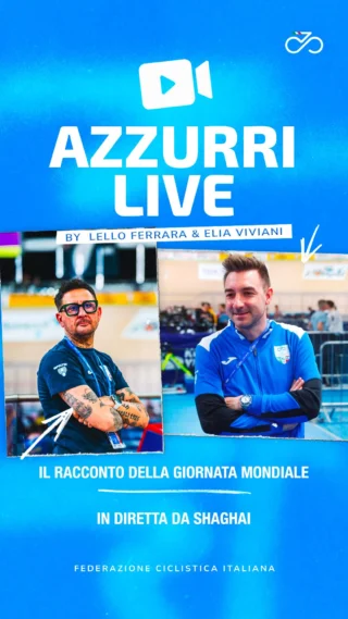 🇨🇳 Diretta da Shanghai – Mondiali su pista! 🚴‍♂️🇮🇹
Ospiti della serata Alessio Magagnotti, Francesco Lamon e i due CT Diego Bragato e Dino Salvoldi.
Una bella chiacchierata per vivere insieme le emozioni dei Mondiali e raccontarvi da vicino il mondo della pista!
Grazie a tutti per essere stati con noi. 💙
Ci vediamo domani sera, sempre da Shanghai!